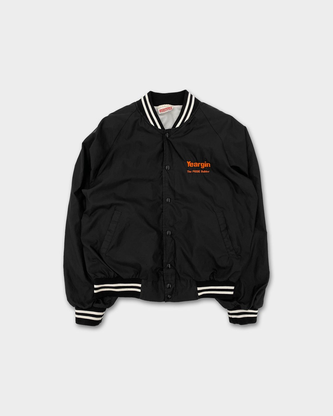 Vintage 1990s Made in USA Hartwell Yeargin Baseball Jacket Black by Vintage in size L from COATS & JACKETS category