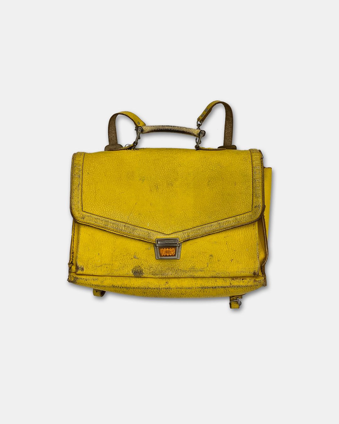 Vintage 1960s Leather School Backpack Yellow by Vintage in size ONE SIZE from BAGS category
