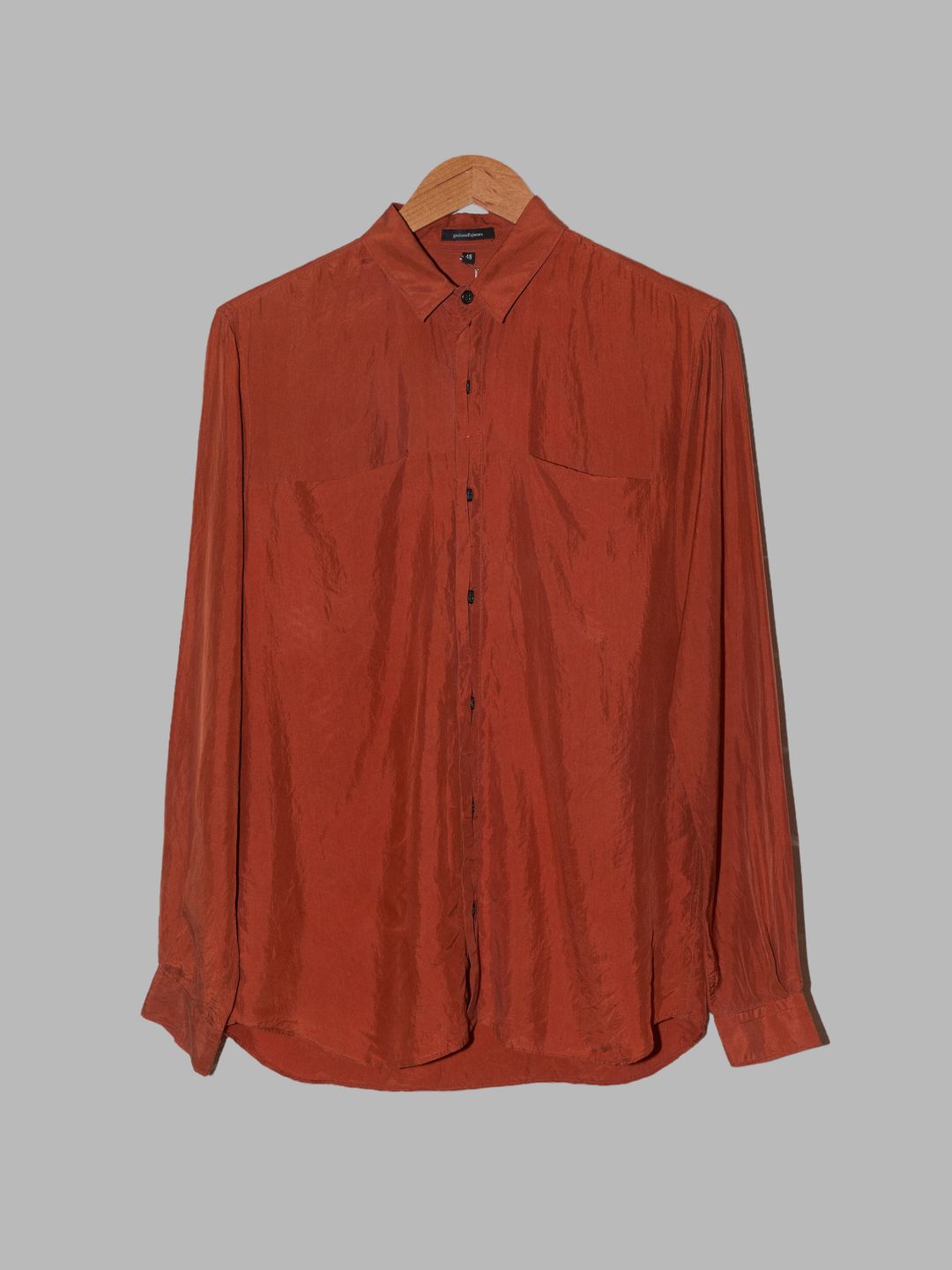 Giuliano Fujiwara burnt orange creased silk shirt - size 48 by Giuliano Fujiwara in size IT 48 from SHIRTS category