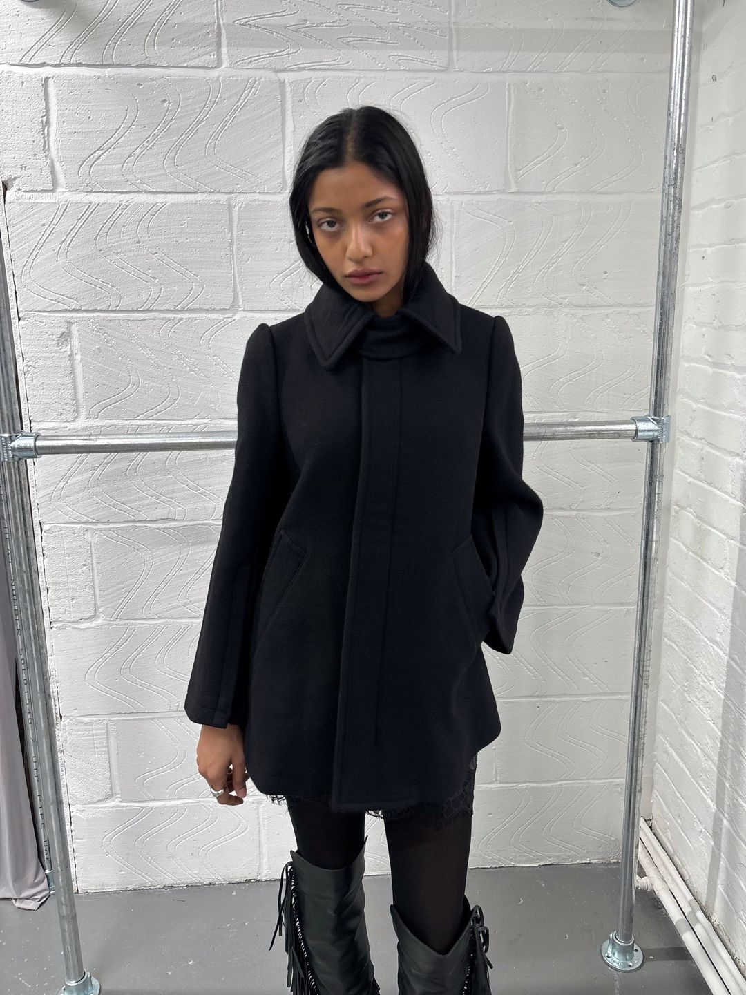 ZUCCA WOOL PEA-COAT WITH BELL SLEEVES by MEIWAI LIMITED in size XS from COATS & JACKETS category