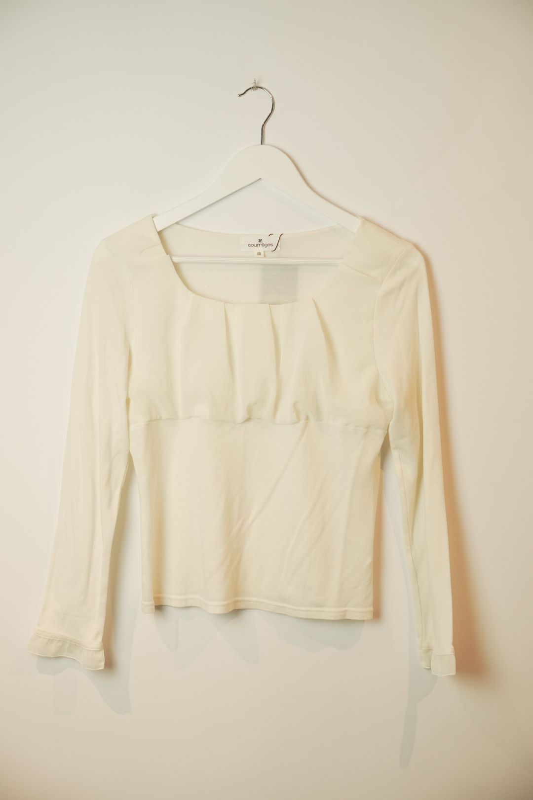 Courreges Sheer Scoop Neck LS Blouse by COURRÈGES in size S from TOPS category