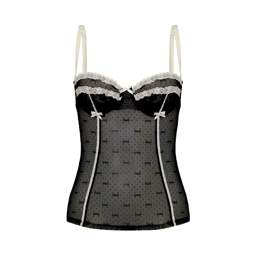 D&G Sheer Lace Bustier by DOLCE & GABBANA in size S from TOPS category