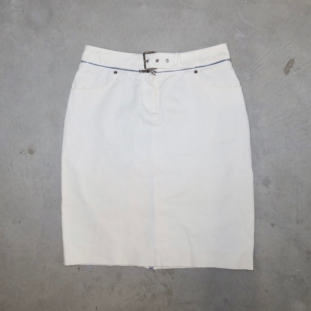 Celine White Zip Skirt by CELINE in size AU/UK 8 from SKIRTS category