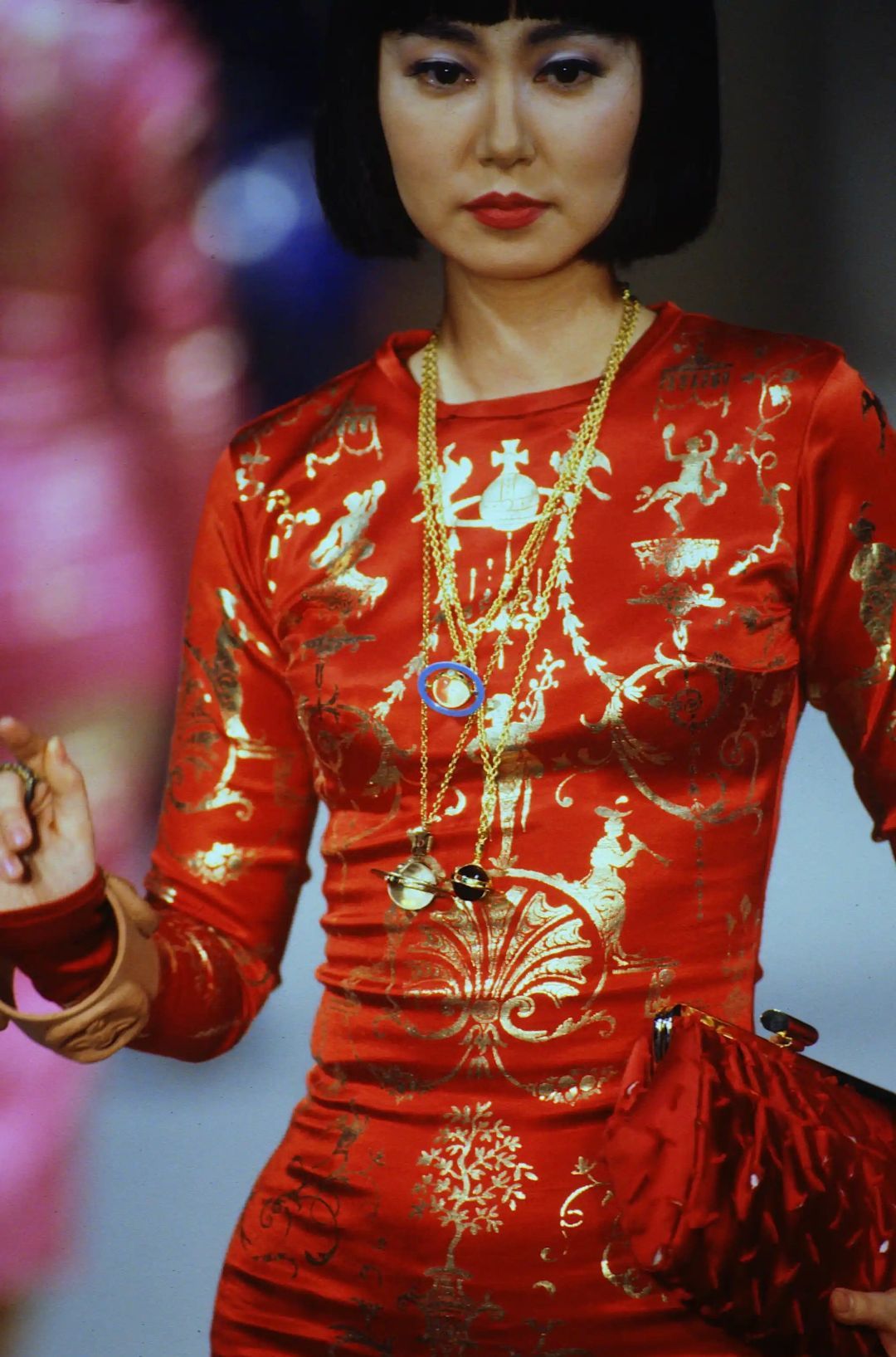 Vivienne Westwood A/W91 'Dressing Up' Red Satin-Lycra 'Boulle' Stencilled Dress by VIVIENNE WESTWOOD in size XS from DRESSES category