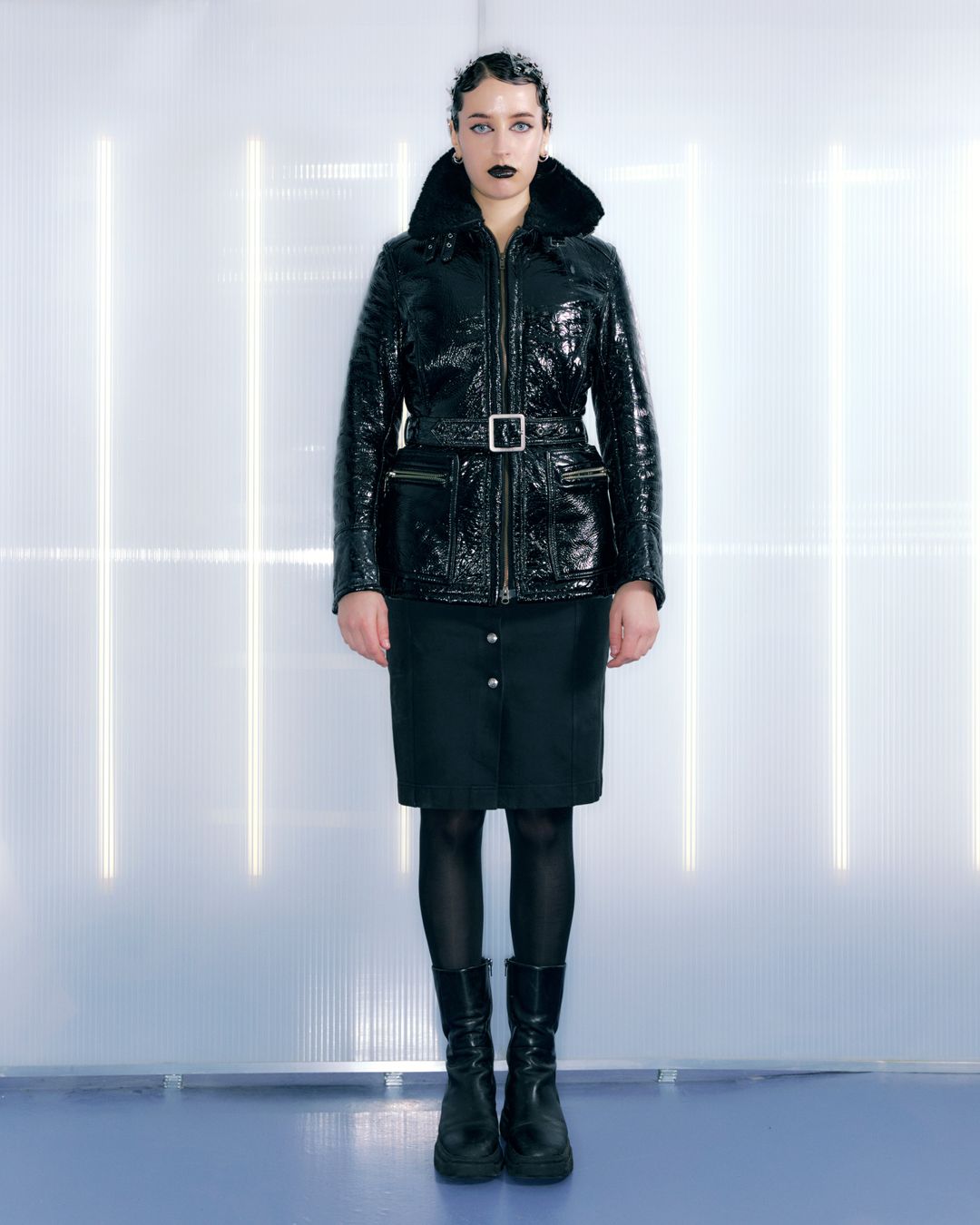 Black Patent Belted Jacket by GUCCI TOM FORD in size ONE SIZE from COATS & JACKETS category