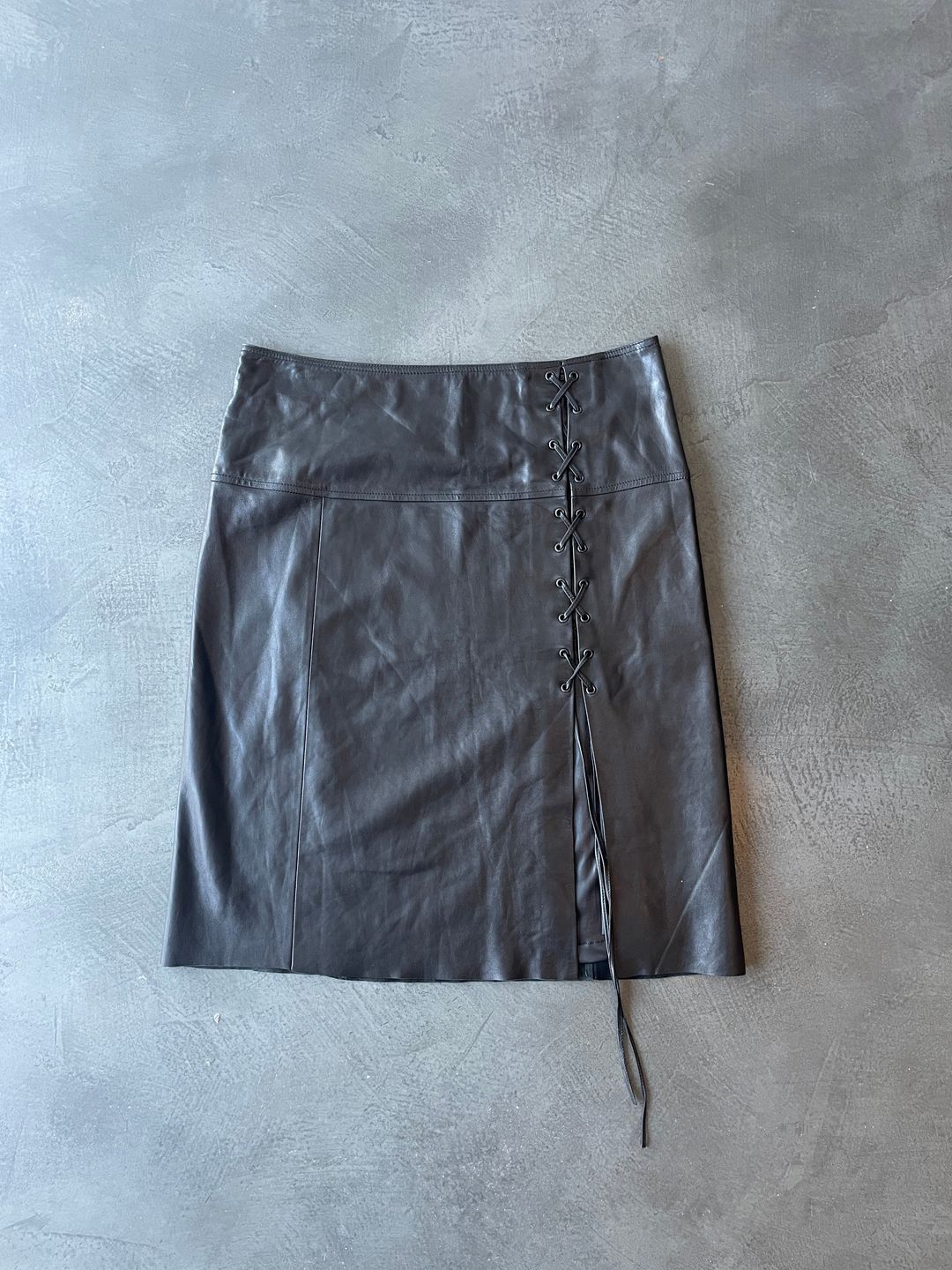 Leather Lace Split Detail Skirt by PLEIN SUD JEANS in size M from SKIRTS category