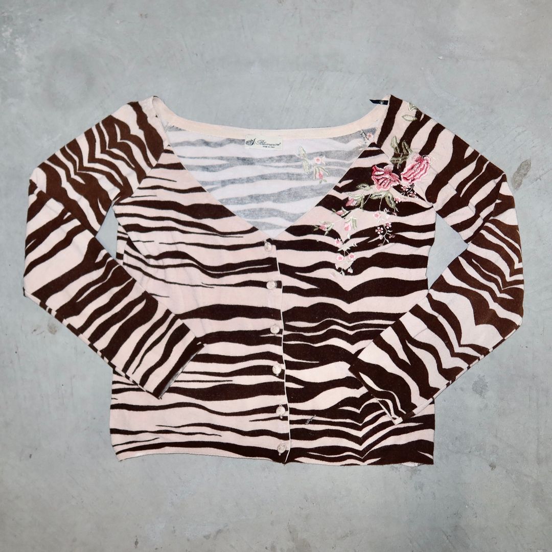 Blumarine SS2000 Zebra Cardigan by BLUMARINE in size IT 46 from KNITWEAR category