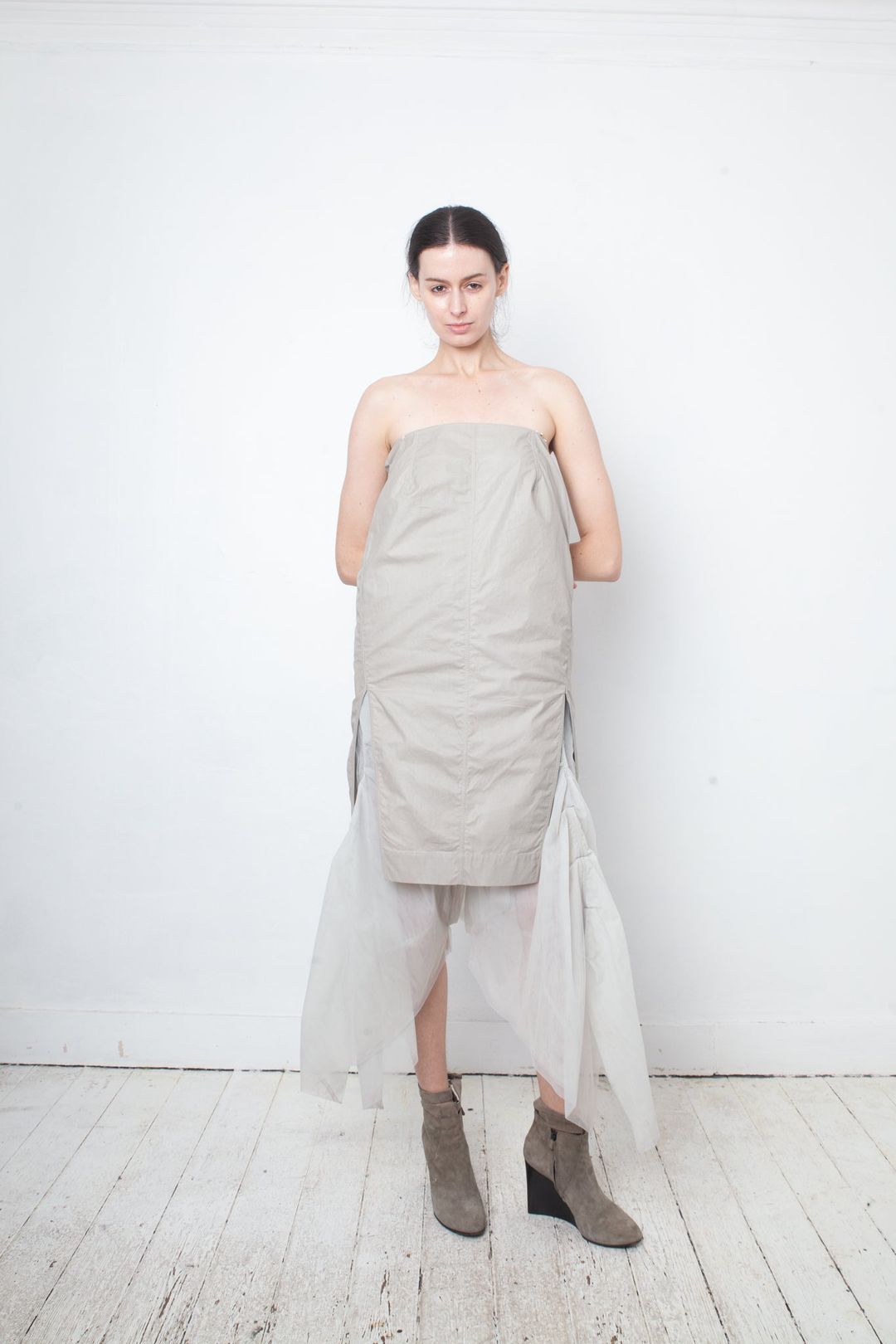 Rick Owens SS 2015 grey cotton bustier dress with side slits by RICK OWENS in size FR 38 from DRESSES category