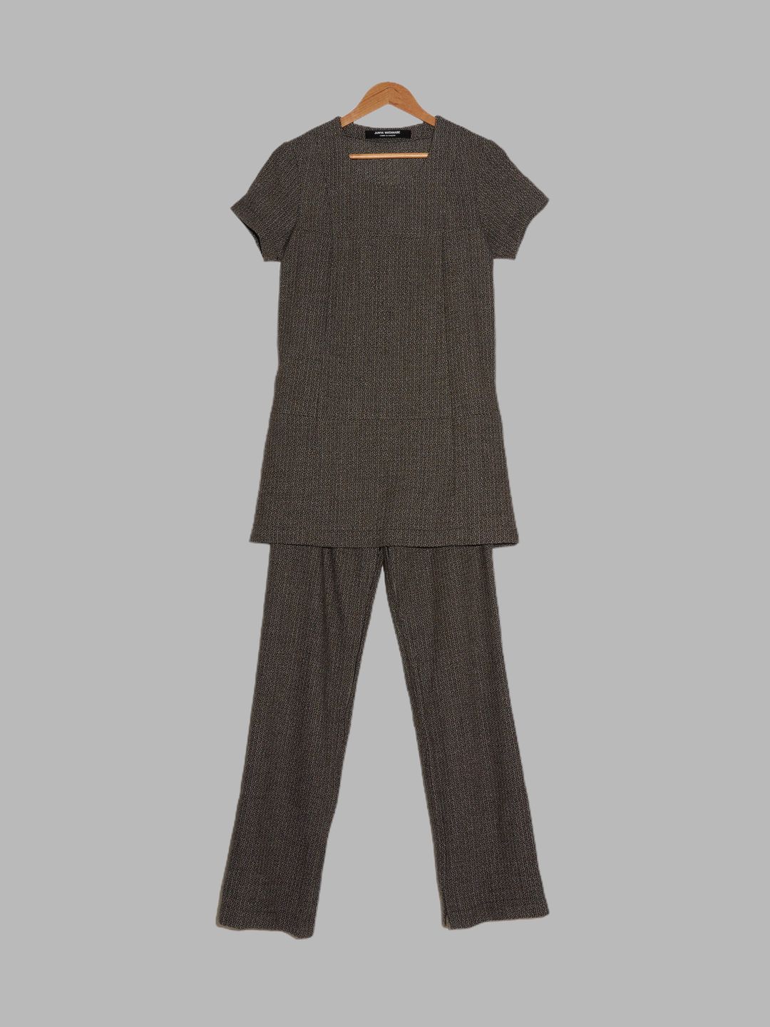 Junya Watanabe Comme des Garcons AW1996 brown speckled wool fake layered jumpsuit by COMME DES GARÇONS in size ONE SIZE from SUITS category