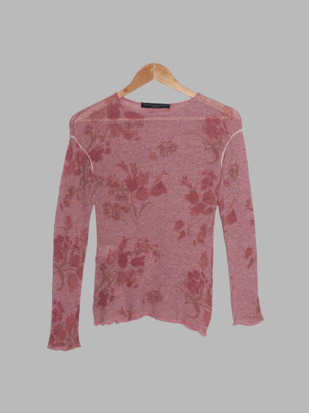 Jean Colonna pink floral print wool long sleeve top with white lace armhole - M by Jean Colonna in size M from TOPS category