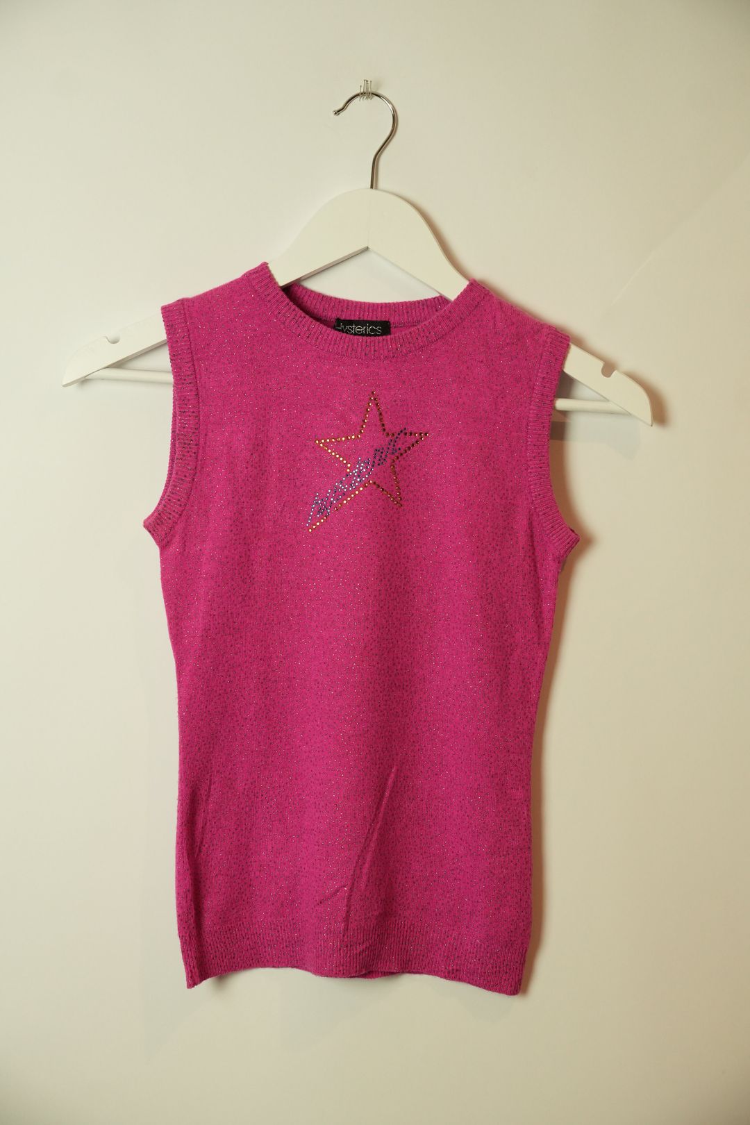 Hysteric Glamour Pink Knit Muscle Tank w Rhinestones by VENDOR-UNKNOWN in size S from TOPS category