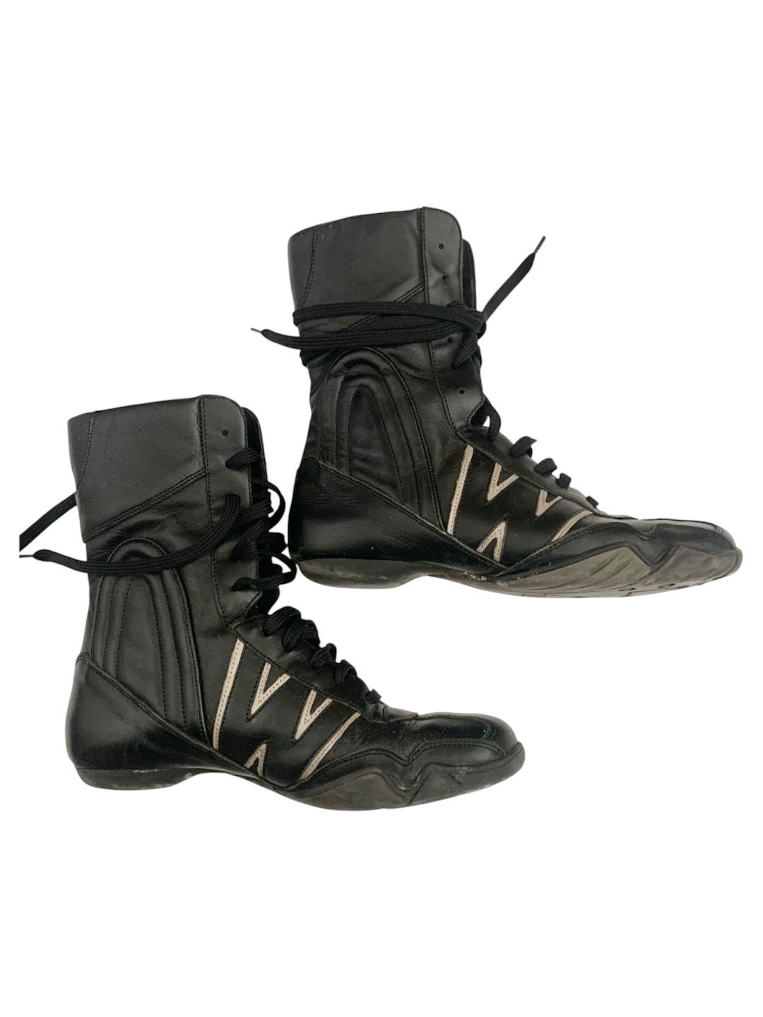 90s Walter van Beirendonck black leather boxing boots by WALTER VAN BEIRENDONCK in size EU 38 from SHOES category