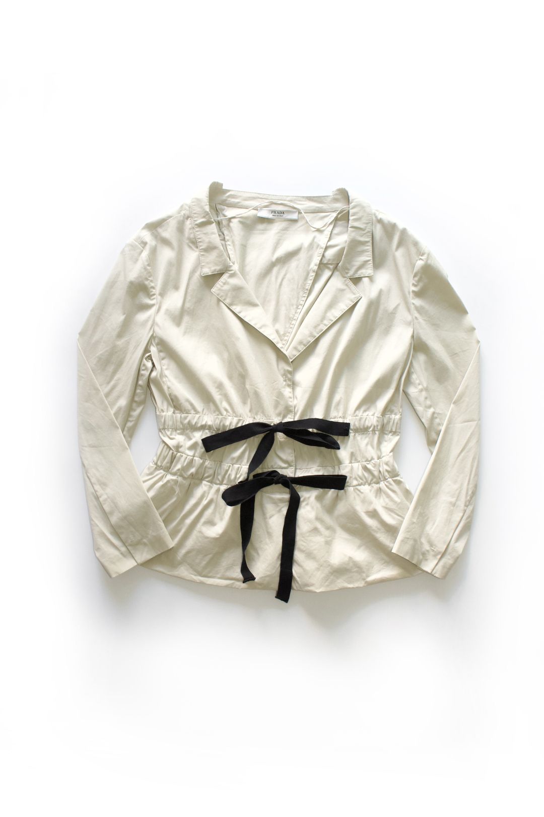 Prada SS 2009 cream blazer with tie details by PRADA in size IT 48 from TOPS category