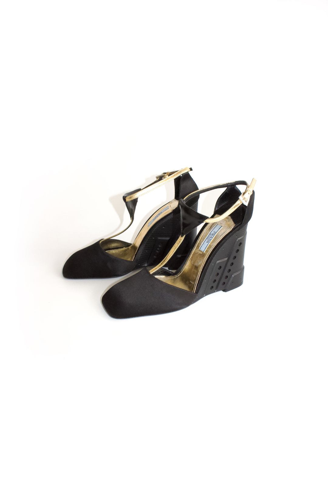 Prada FW 2014 black satin wedges by PRADA in size EU 38 from SHOES category