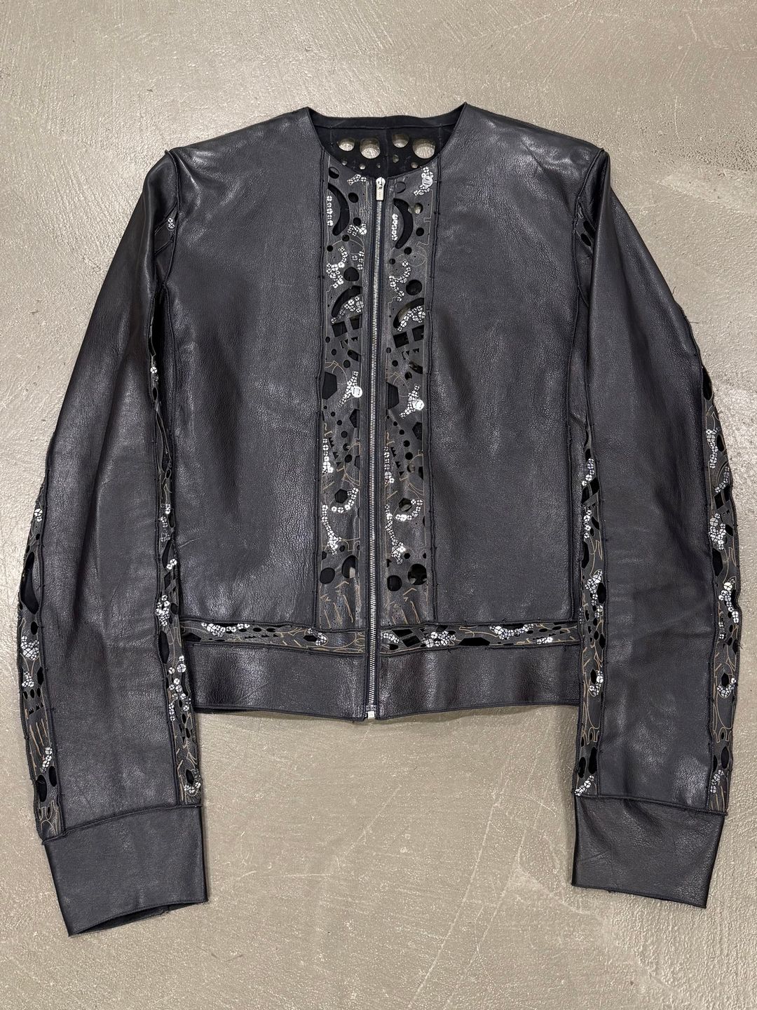 2000s Fendi collarless laser-cut leather jacket by FENDI in size EU 42 from COATS & JACKETS category