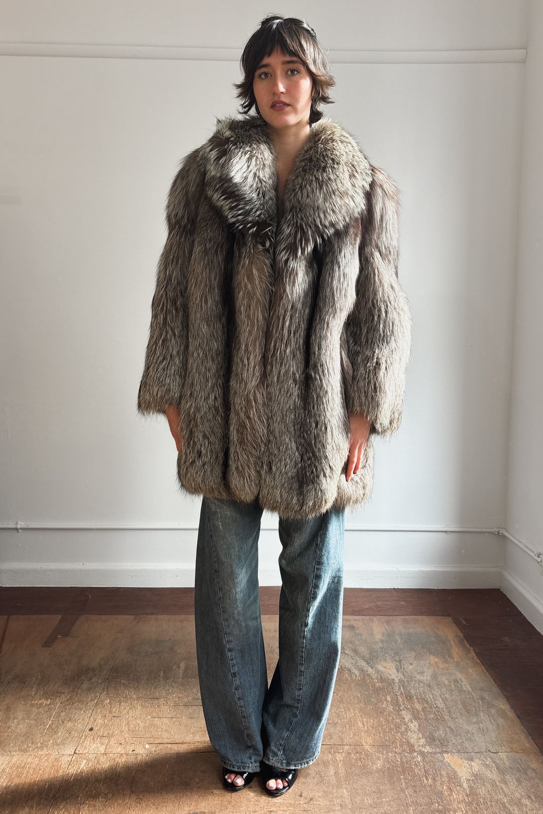 SILVER FOX FUR COAT by DESCRY in size AU/UK 12 from FURS category