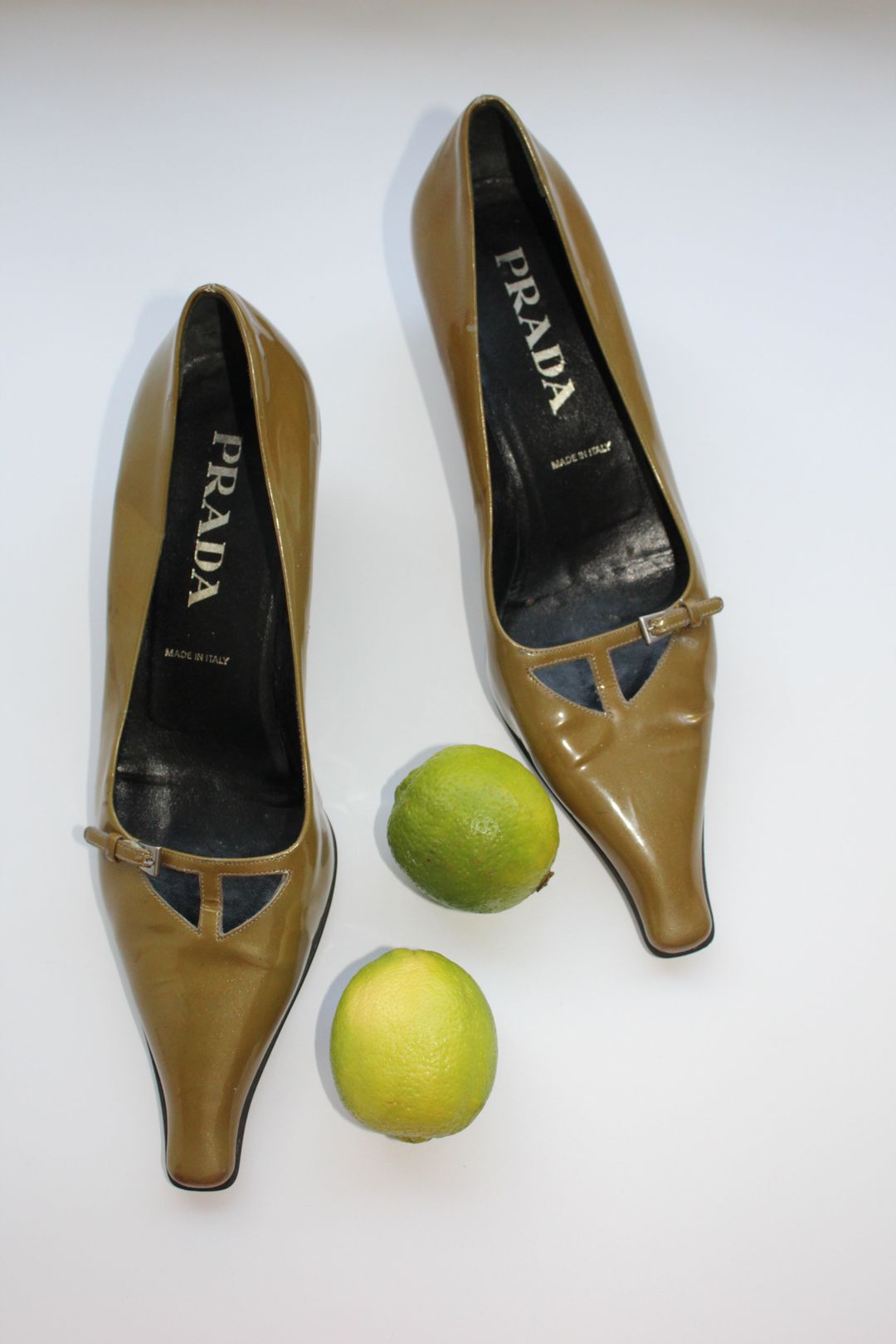Prada archive olive green patent leather courts by PRADA in size IT 38 from SHOES category