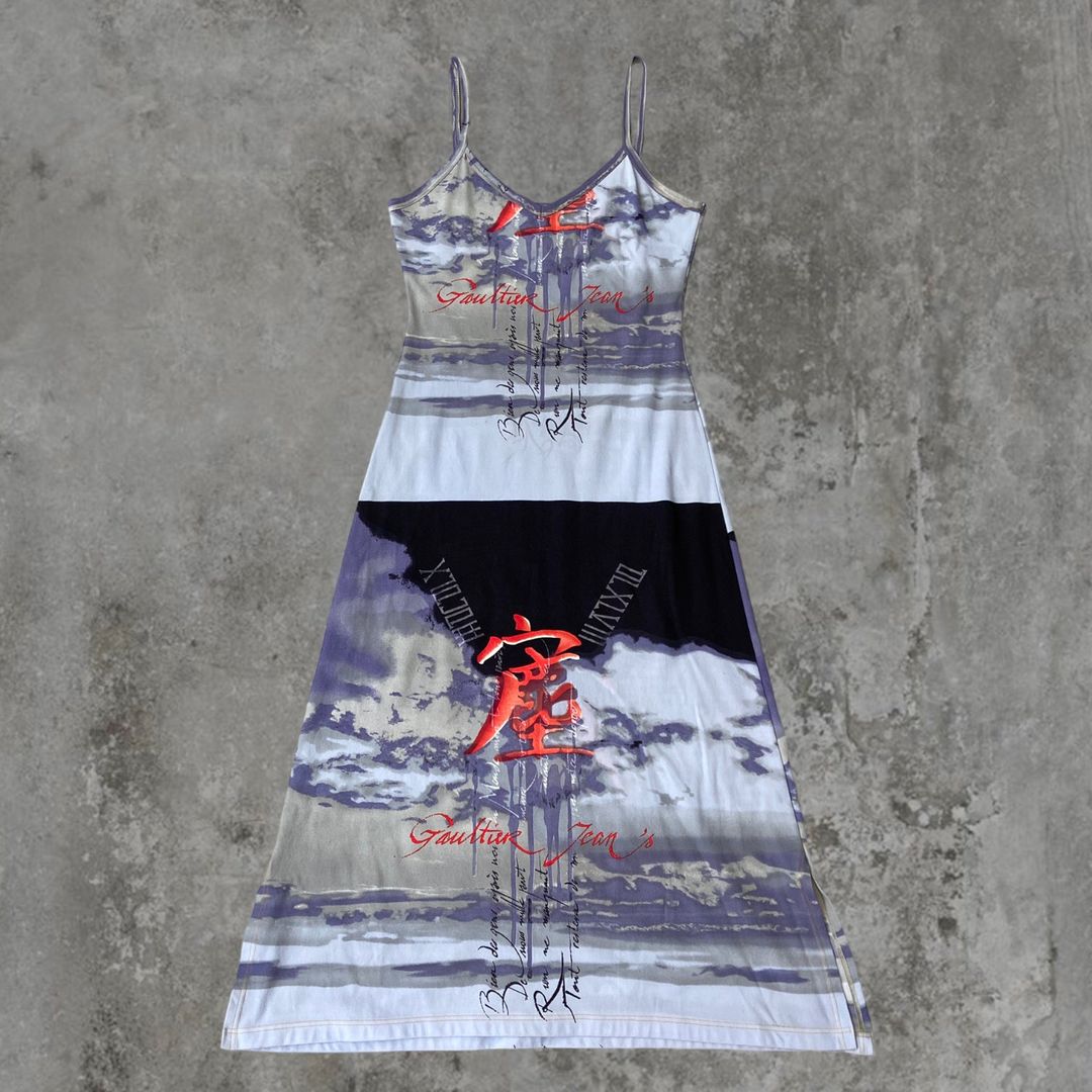 AW97 JEAN PAUL GAULTIER GRAPHIC PRINT DRESS - M by JEAN PAUL GAULTIER in size M from DRESSES category