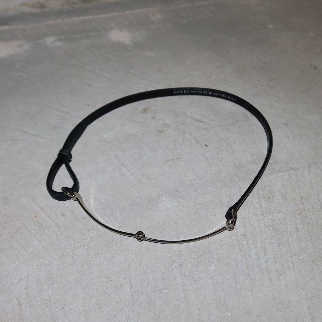 Gucci Black and Silver Skinny Horsebit Belt by GUCCI in size ONE SIZE from ACCESSORIES category