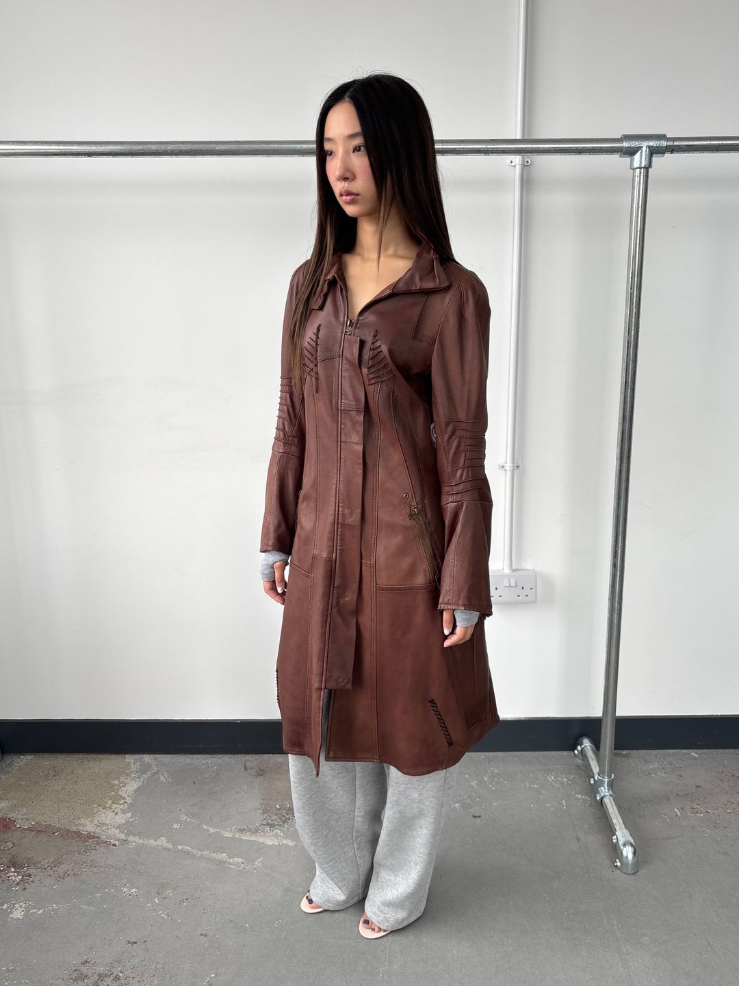 GOAT LEATHER DECONSTRUCTED JACKET by MEIWAI LIMITED in size XS from COATS & JACKETS category