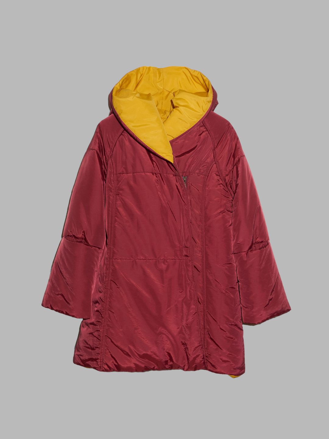 Kenzo Jungle red hooded puffer jacket with yellow lining - kids size 12 by KENZO in size XS from COATS & JACKETS category