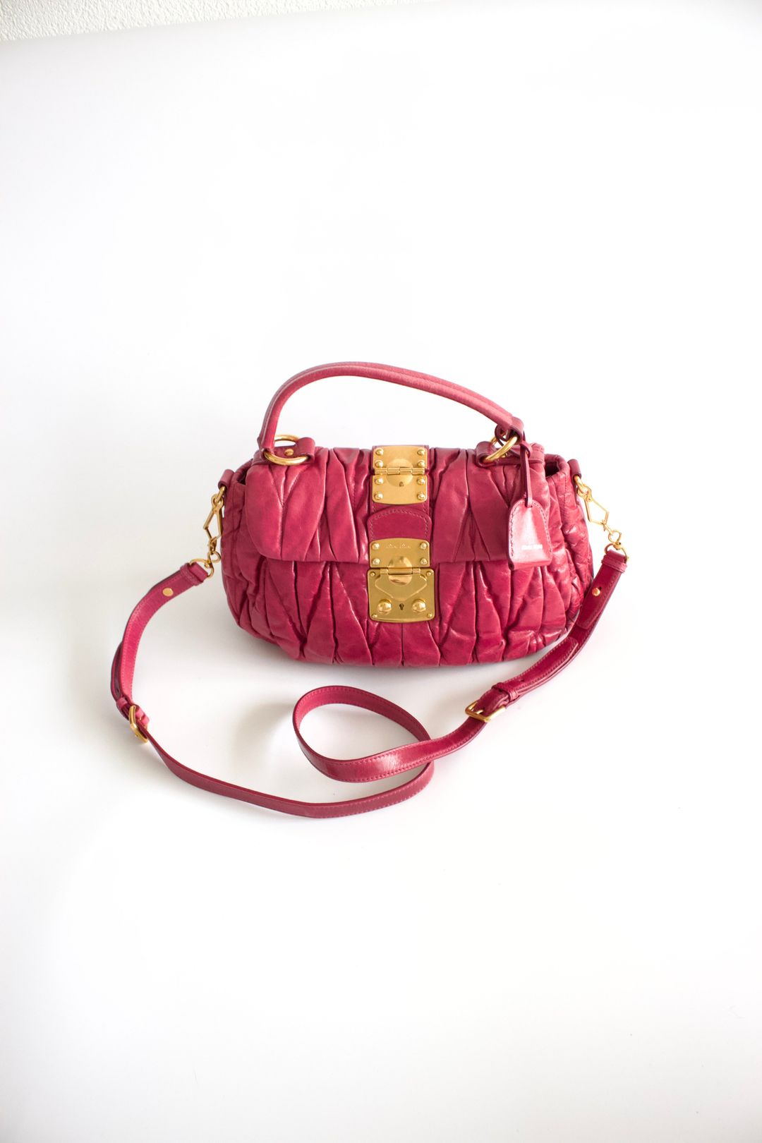 Miu Miu pink matelassé leather crossbody bag by MIU MIU in size ONE SIZE from BAGS category