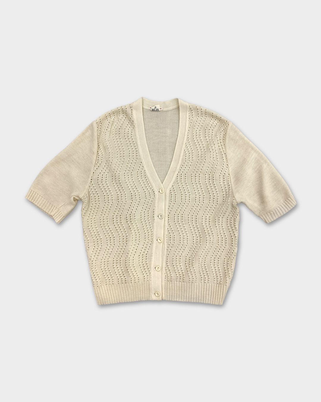 Vintage 1960s Knit Cardigan Light Cream by Vintage in size L from KNITWEAR category