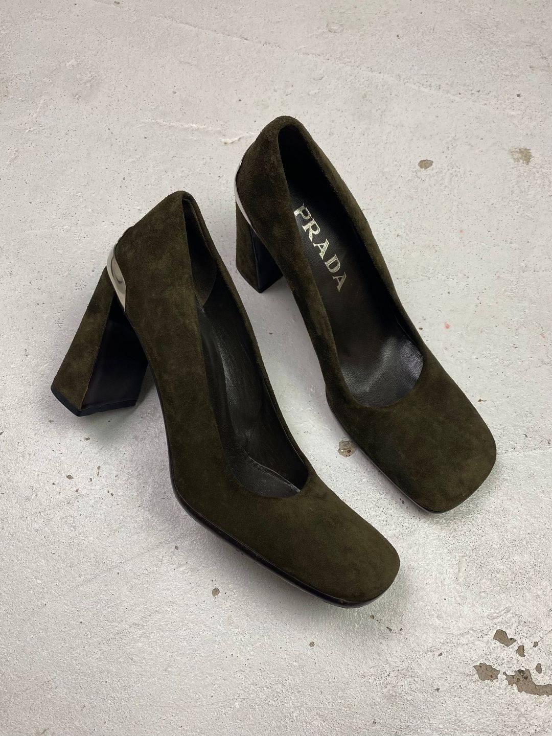 FW 99 Prada Suede Block Heels by PRADA in size EU 36 from SHOES category