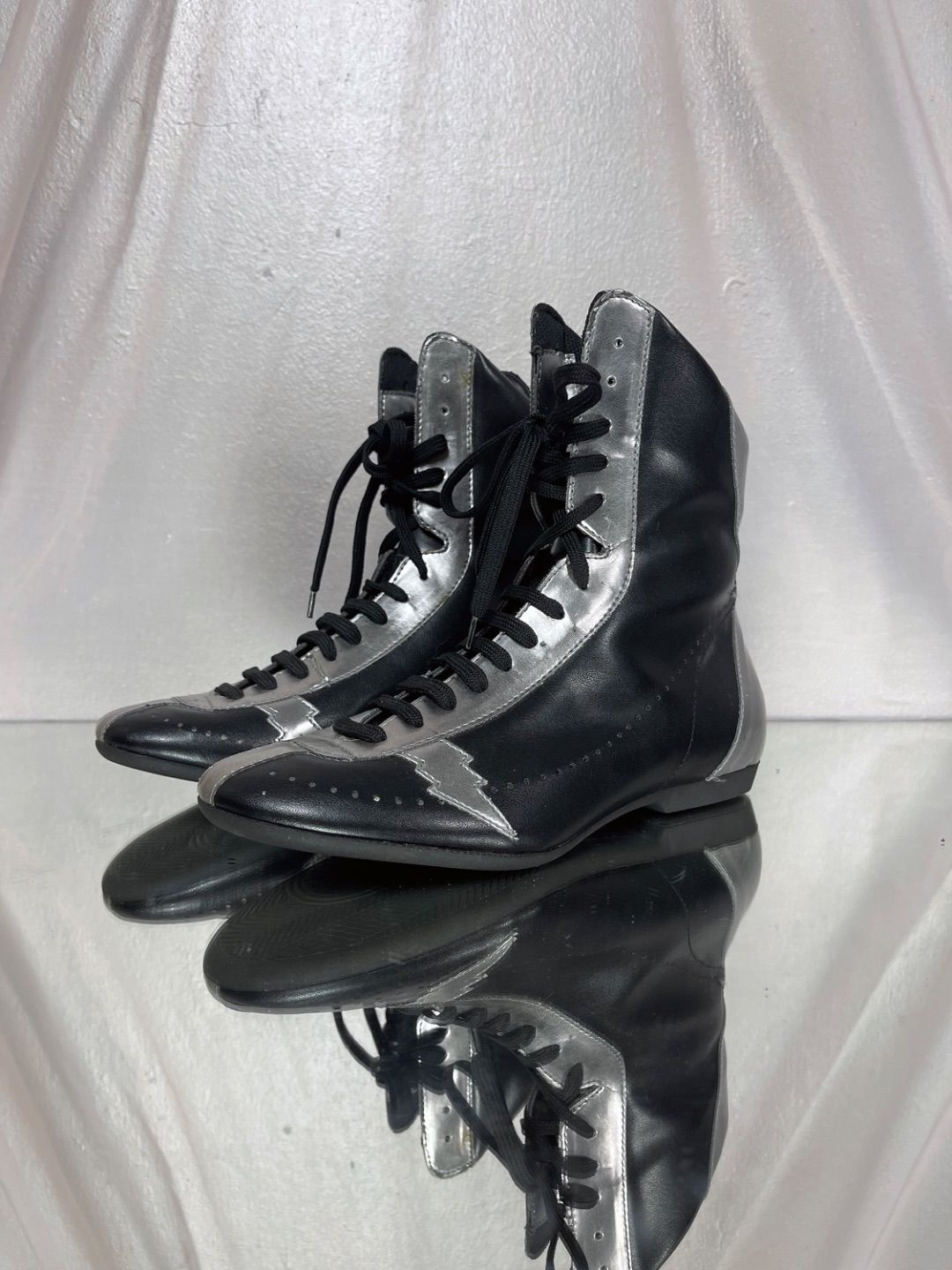 WLT Wild Lethal Trash Walter Van Beirendonck 'flash' silver black boxing shoes by Walter Van Beirendonck in size EU 38 from SHOES category