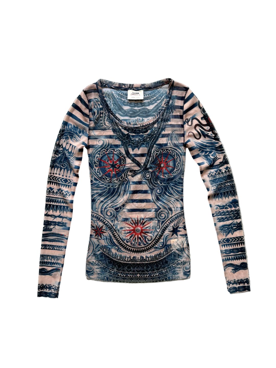JEAN PAUL GAULTIER x LINDEX F/W 2014 TATTOO MESH TOP by JEAN PAUL GAULTIER in size XS from TOPS category