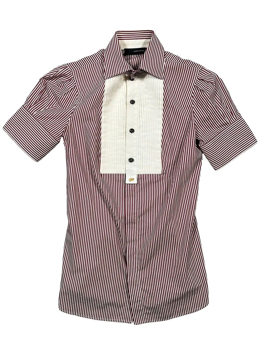 Red Pinstripe Tuxedo-Style Short-sleeve Shirt by DSQUARED2 in size IT 42 from SHIRTS category
