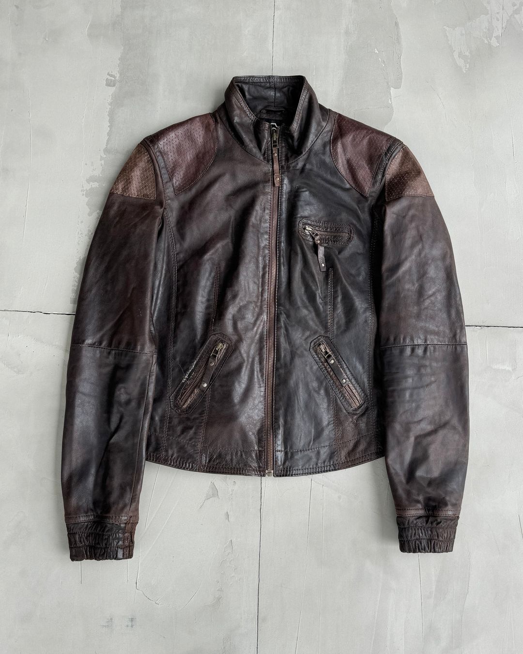 BROWN LEATHER JACKET - M by Sluisleder in size M from COATS & JACKETS category