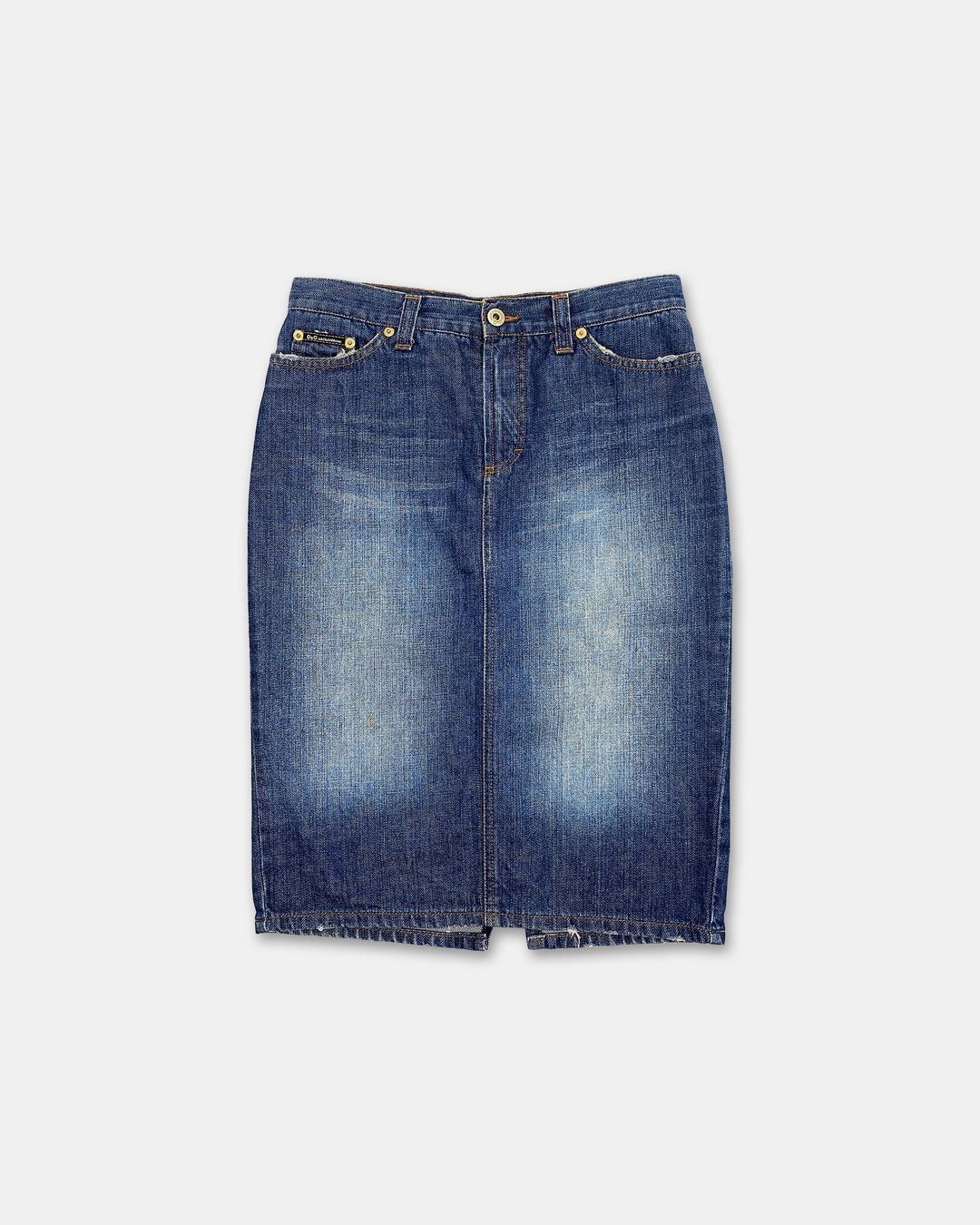 Dolce & Gabbana 2000s Denim Midi Skirt Washed Blue by DOLCE & GABBANA in size S from SKIRTS category
