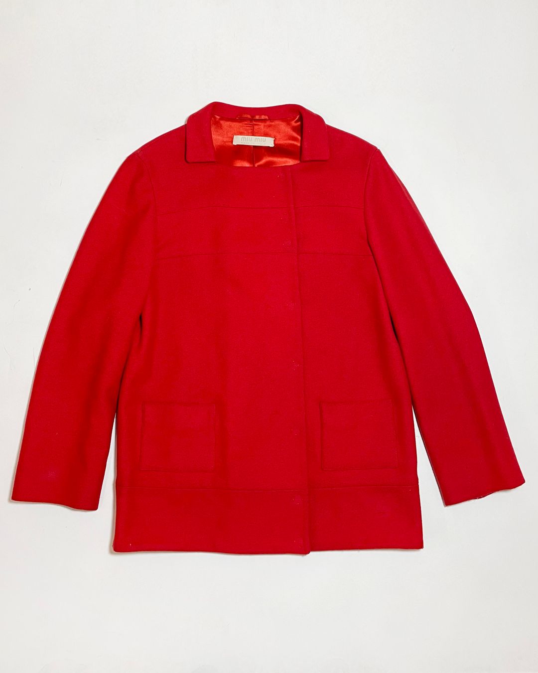 Miu Miu Fall 1998 Red Peacoat by MIU MIU in size IT 42 from COATS & JACKETS category