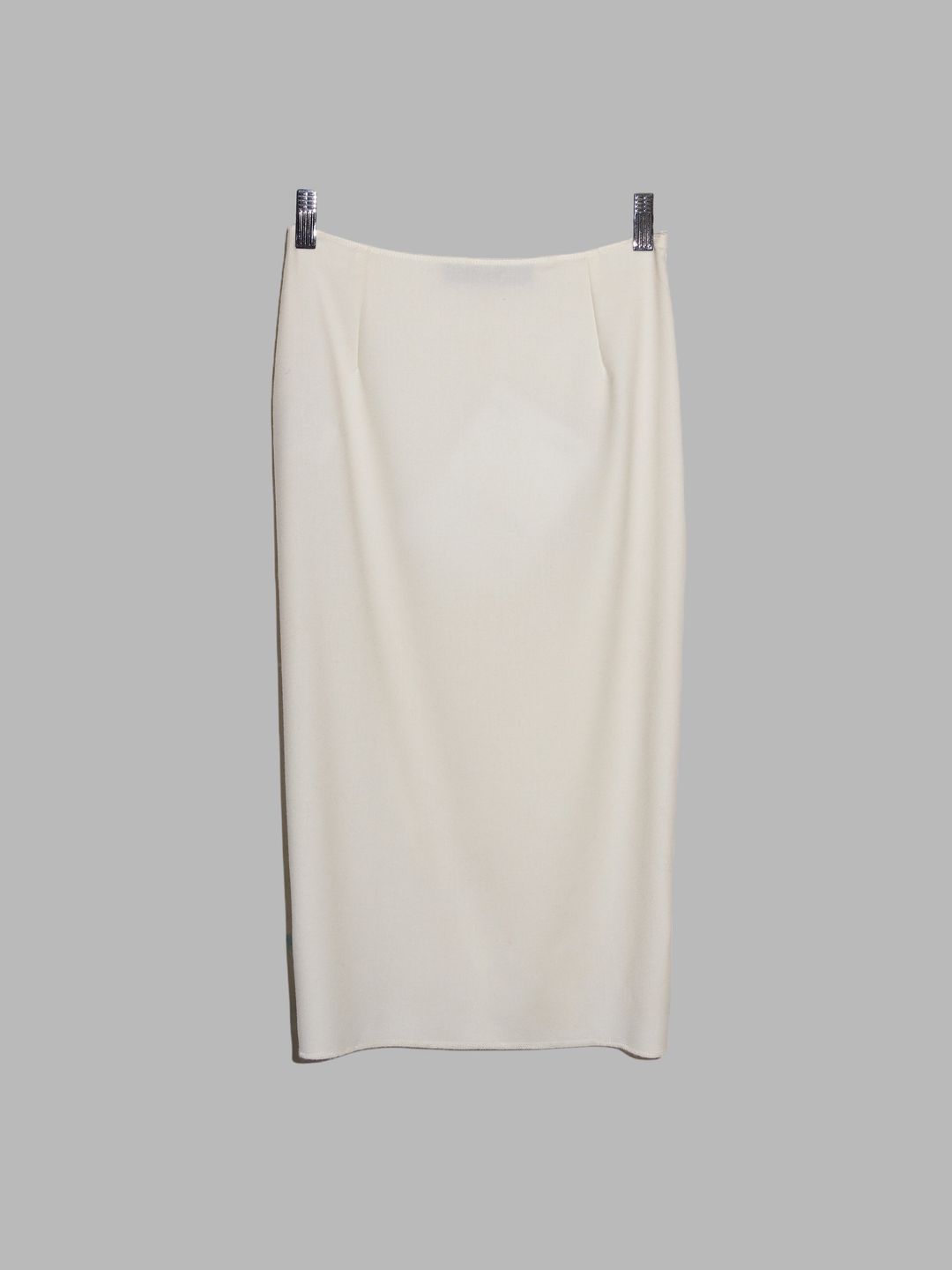 Jean Colonna cream wool fitted skirt with back hem gather - size 38 by Jean Colonna in size FR 38 from SKIRTS category