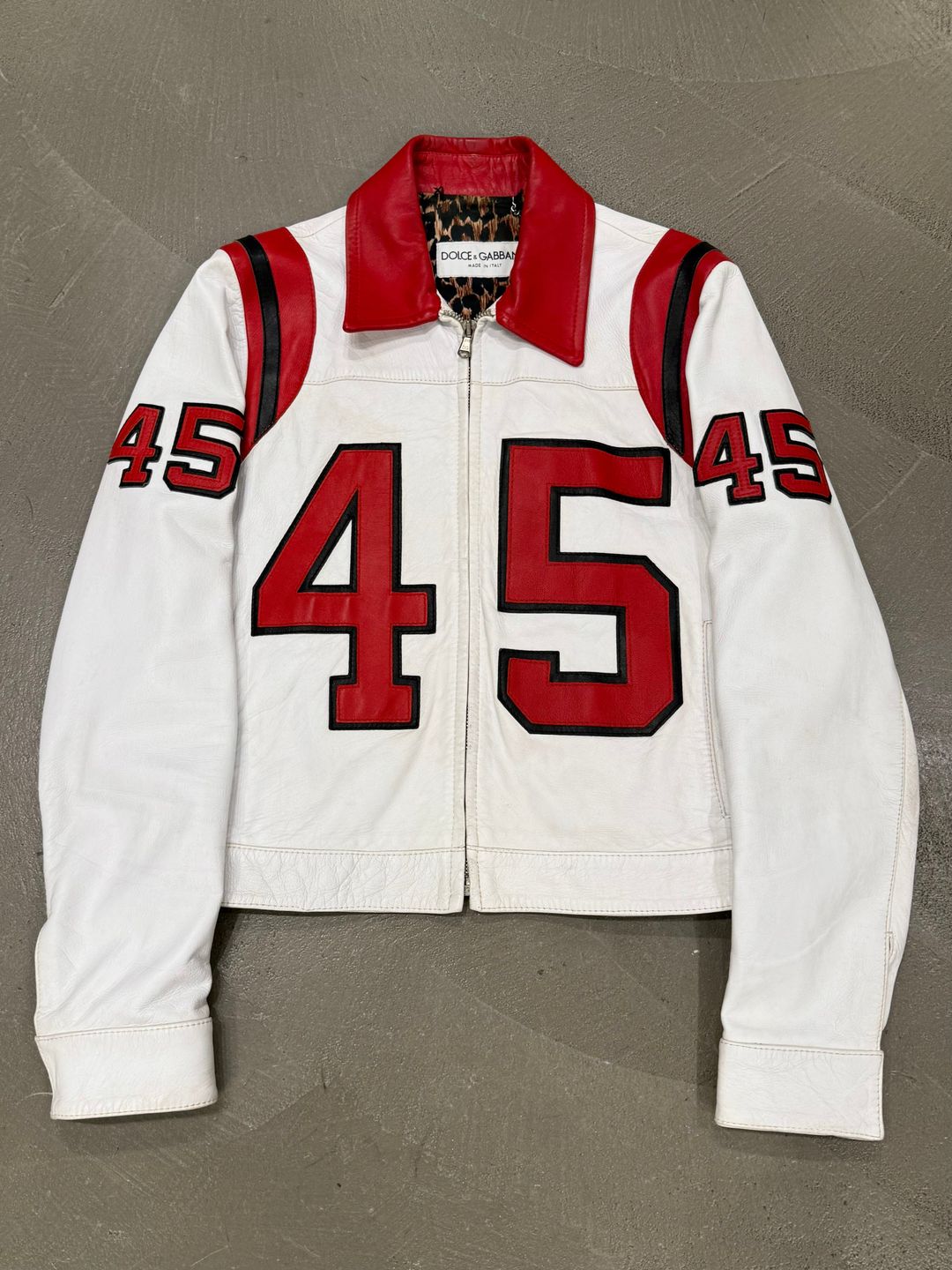 2001 Dolce & Gabbana “45” runway leather racing jacket by DOLCE & GABBANA in size EU 46 from COATS & JACKETS category