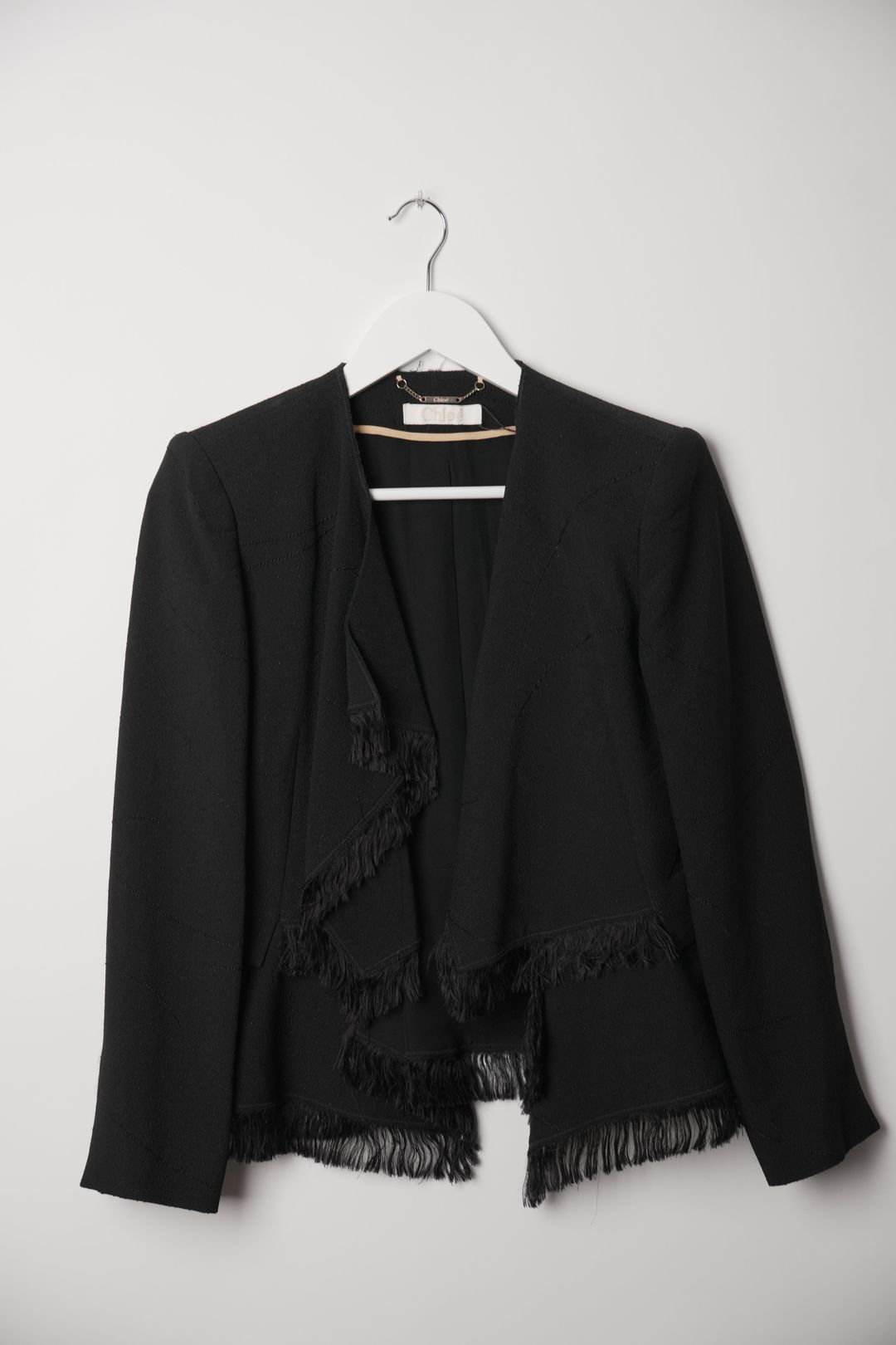 Chloe Black Waterfall Blazer with Fringe Trimming by CHLOÉ in size XS from COATS & JACKETS category