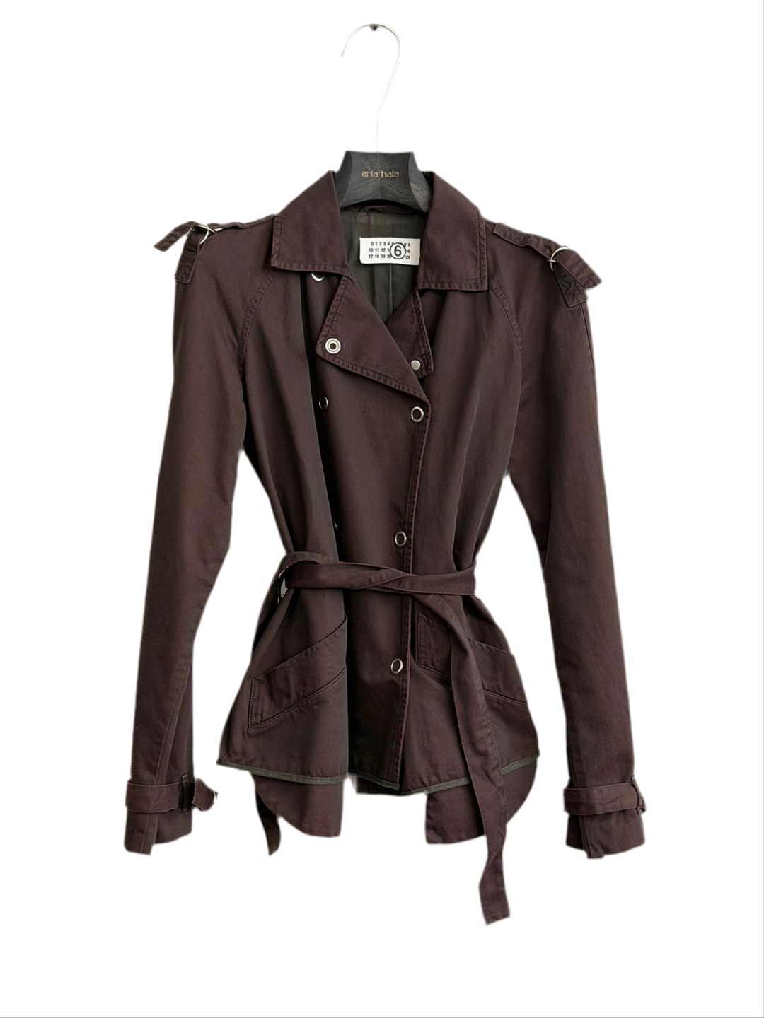 MM6 00s BURGUNDY TRENCH COAT by MAISON MARGIELA in size EU 40 from COATS & JACKETS category