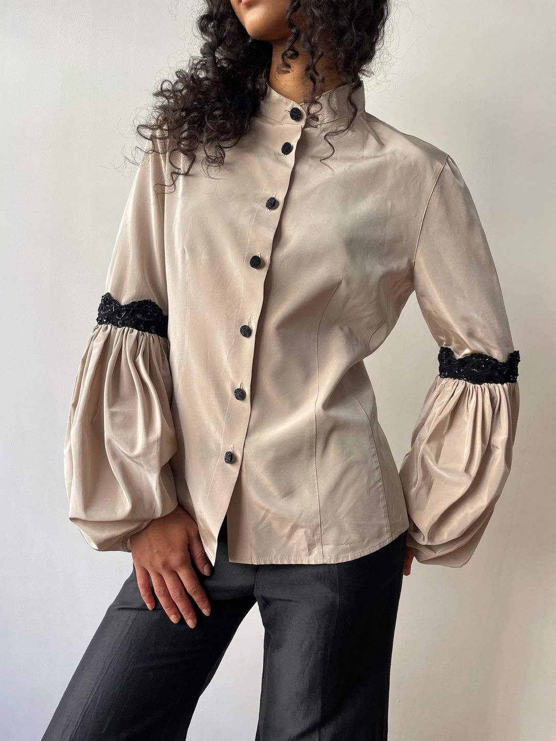 Emporio Armani voluminous sleeves iridescent blouse by EMPORIO ARMANI in size S from TOPS category