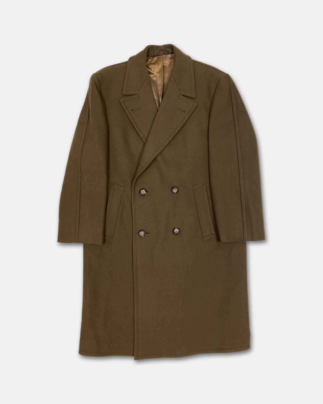 Vintage 1960s Heavyweight Wool Double Breasted Wool Coat Brown by Vintage in size XL from COATS & JACKETS category
