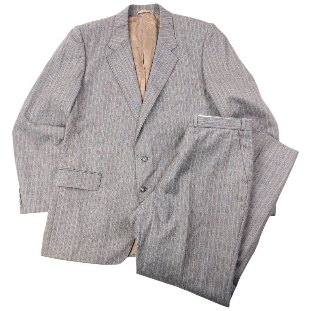 Vintage 80s Dior Monsieur Striped Wool Jacket & Trousers Suit Set Size XXL by DIOR in size W35 from SUITS category