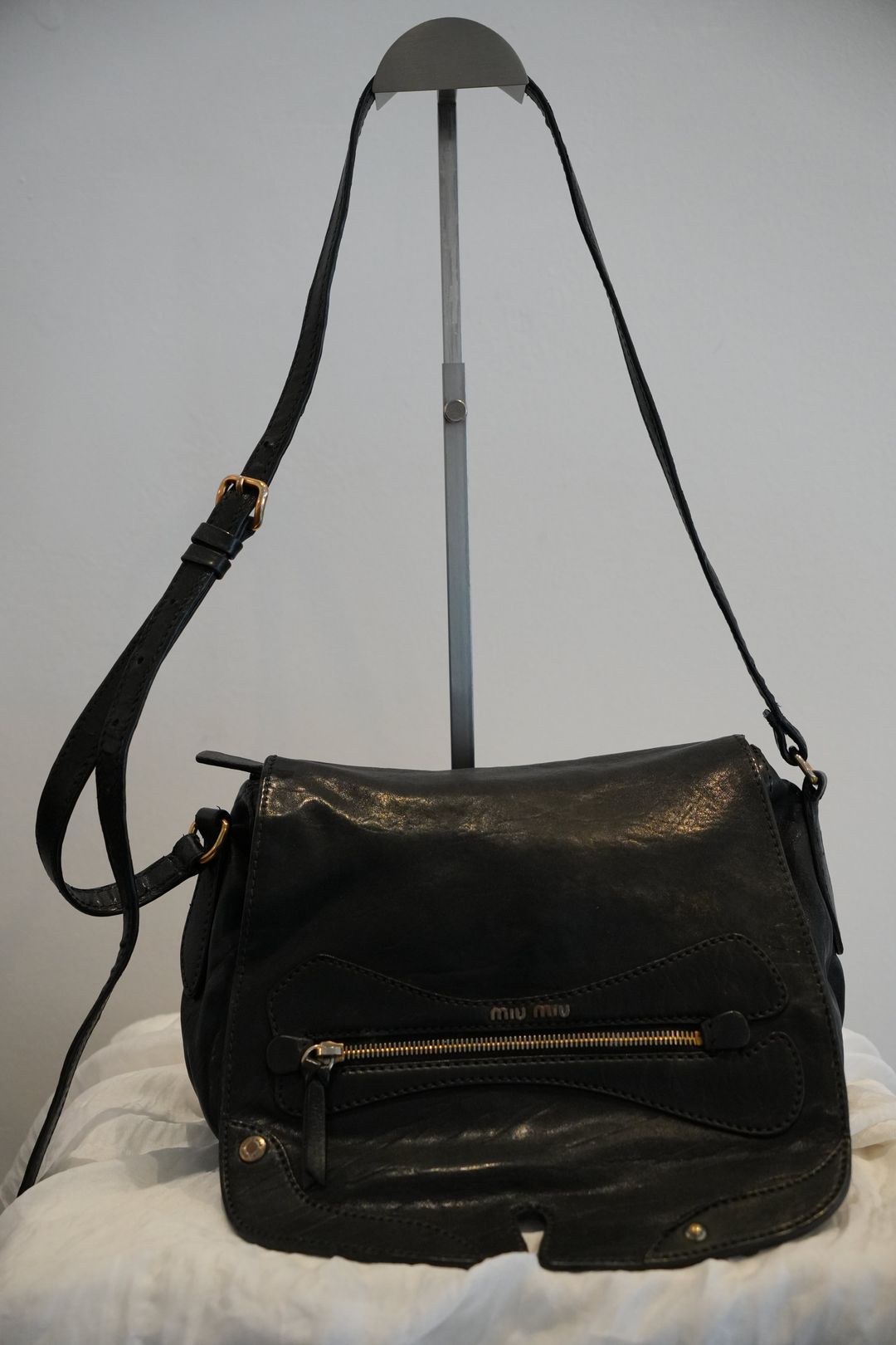 Miu Miu Black Leather Western Stud Crossbody Bag by MIU MIU in size ONE SIZE from BAGS category