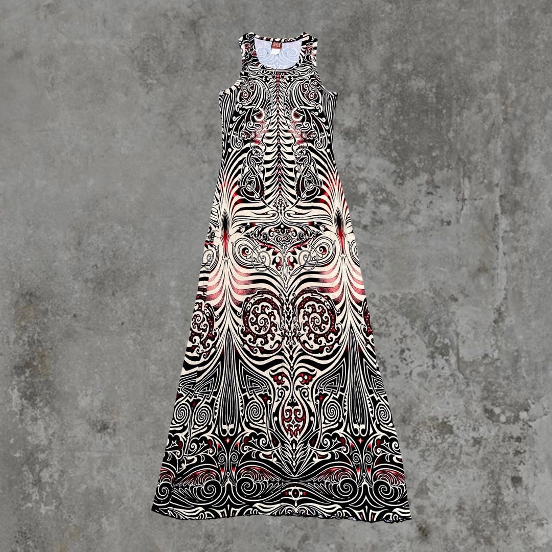 JEAN PAUL GAULTIER SS1996 TRIBAL PRINT MAXI DRESS - M by JEAN PAUL GAULTIER in size ONE SIZE from DRESSES category