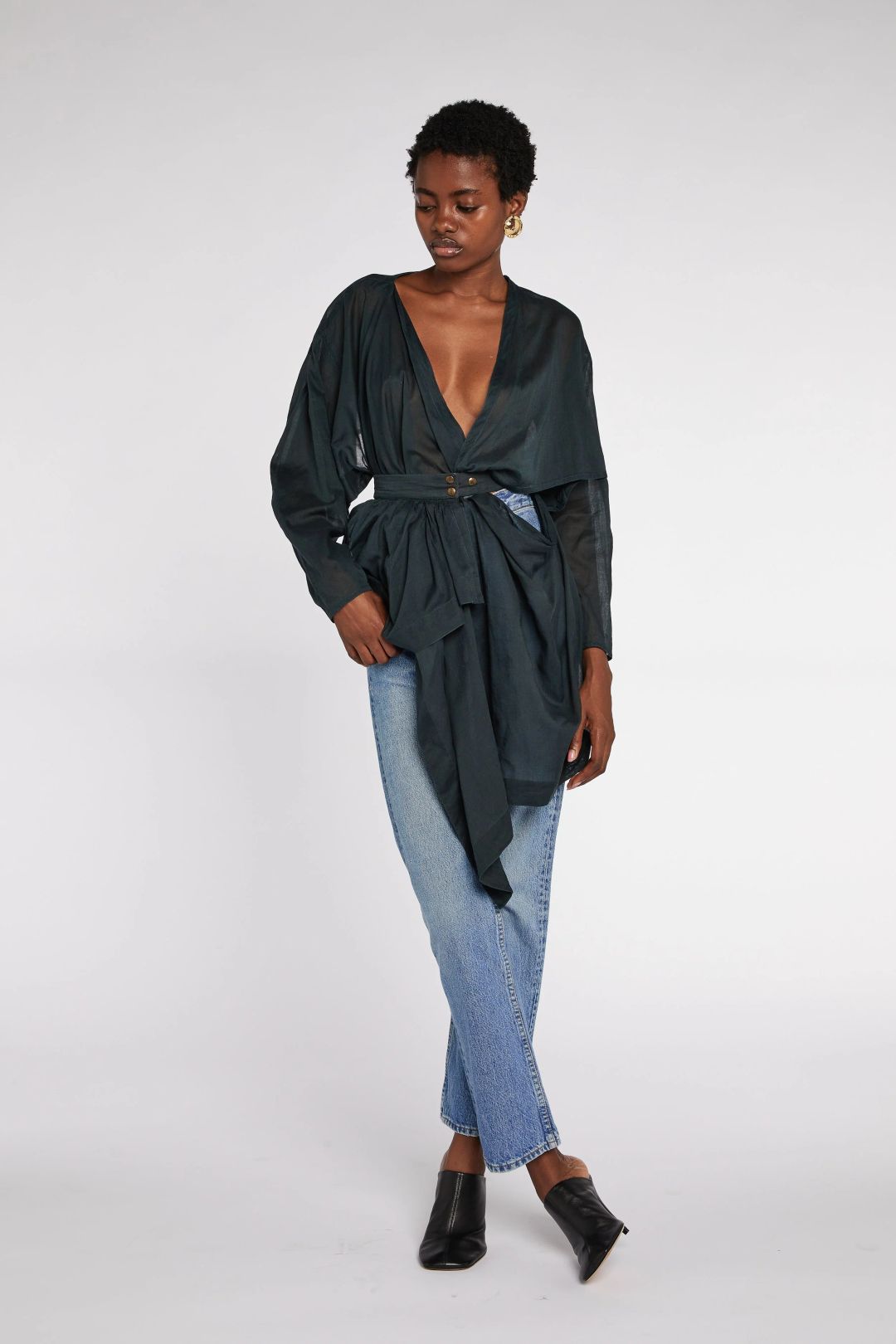 Alaïa  Sheer Cotton Wrap Tunic S/S 1984 by Azzedine Alaïa in size ONE SIZE from TOPS category