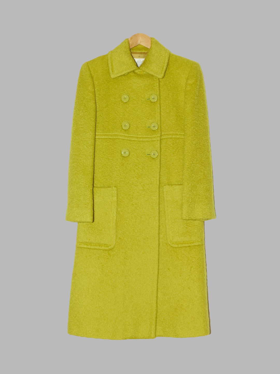 Gianfranco Ferre Studio 0001 lime green wool double-breasted coat - 40 8 by Gianfranco Ferre Studio in size AU/UK 8 from COATS & JACKETS category
