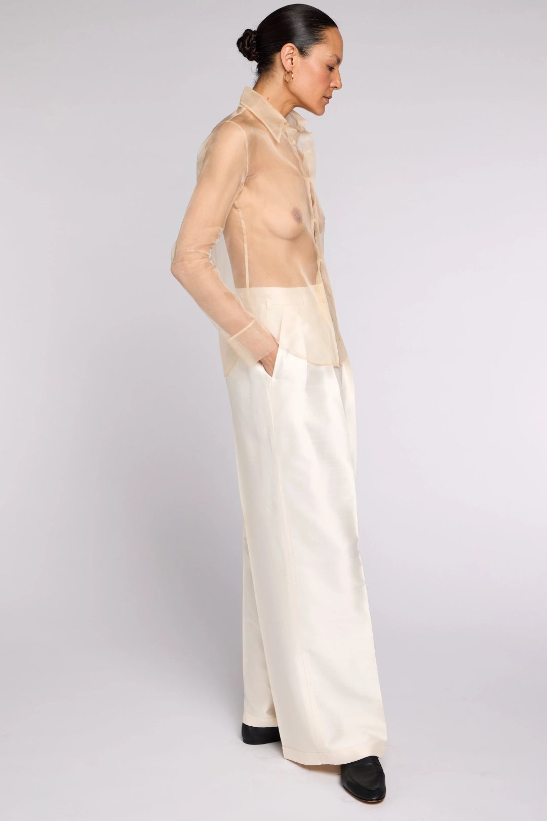 Yohji Yamamoto S/S 05 Sheer Beige Shirt by YOHJI YAMAMOTO in size XS from TOPS category