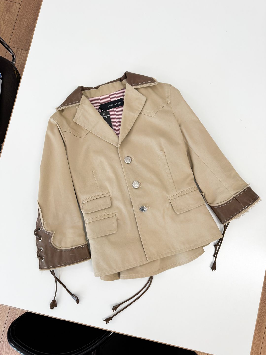 Dsquared² Western Leather Lace-Up Blazer SS2006 by DSQUARED2 in size IT 42 from COATS & JACKETS category