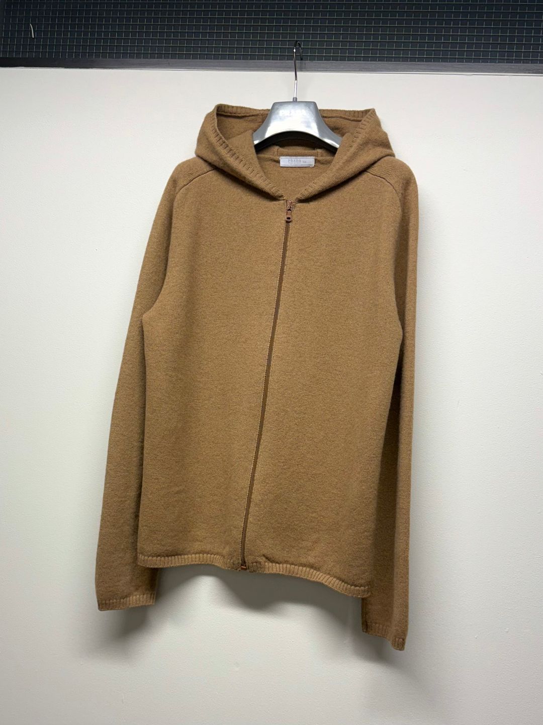 FW 99 Prada Camel Wool Hoodie by PRADA in size ONE SIZE from COATS & JACKETS category
