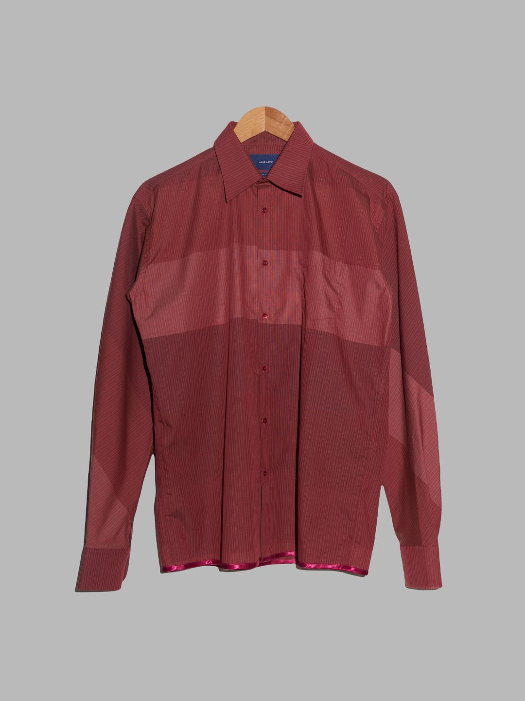 Jose Levy red cotton stripe multi tonal shirt with satin hem piping by Jose Levy in size S from SHIRTS category