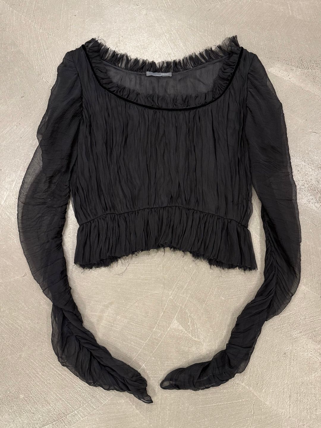 A/W2002 Alexander McQueen runway sheer silk peplum top by ALEXANDER MCQUEEN in size S from TOPS category